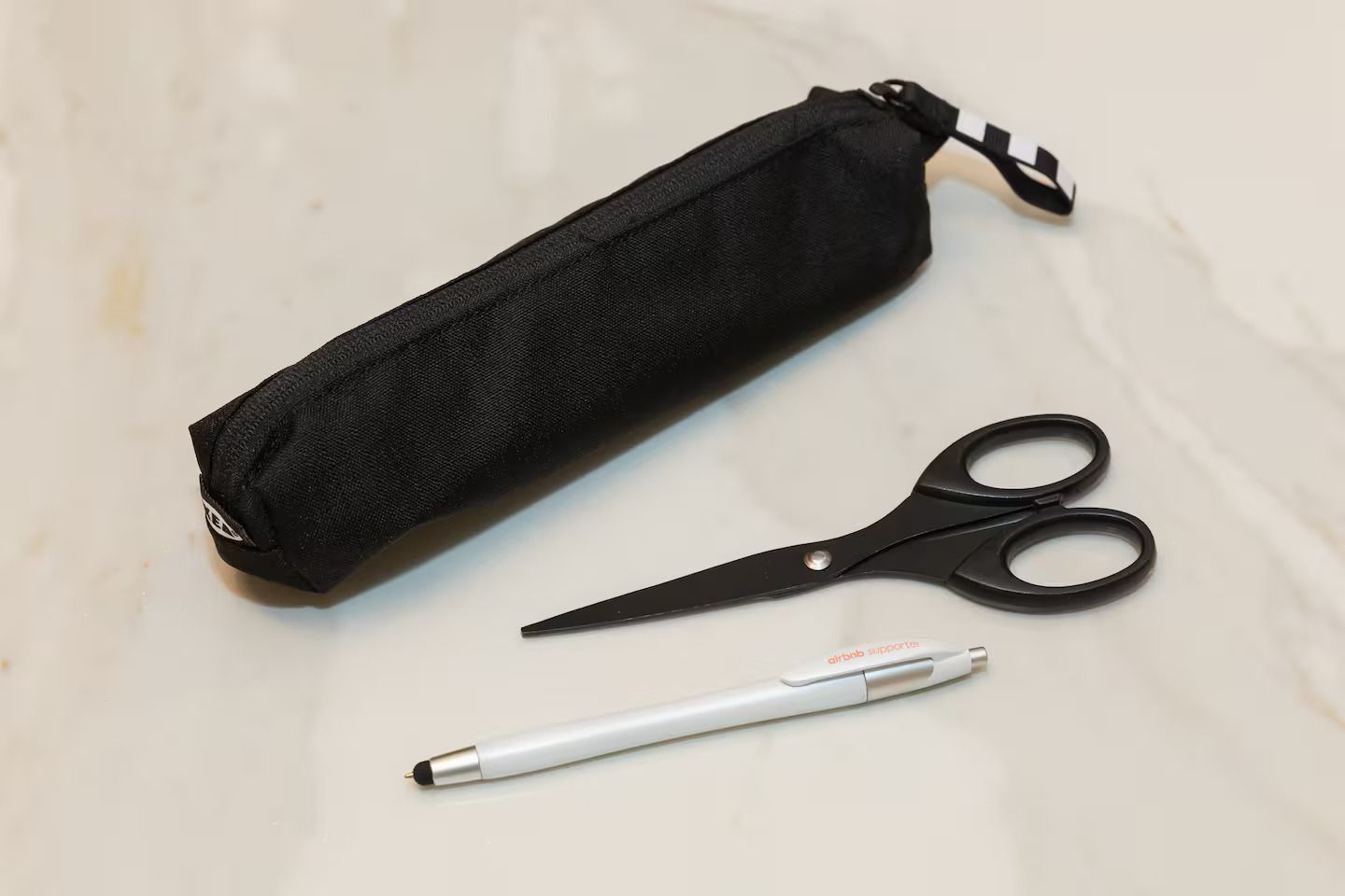 IKEA stationery pouch, scissors and pen